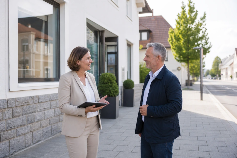 Symbolischer Immobilienkontakt in einer bayerischen Marktgemeinde